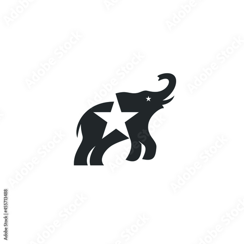 Elephant and Star logo vector illustration.