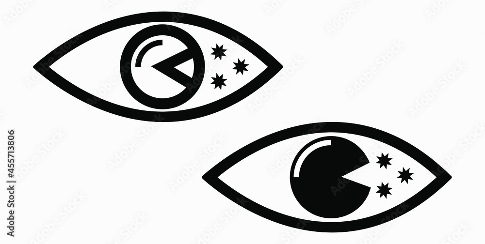 Trendy night vision icon with a star. Vector icon. Trendy night vision icon with a star. Vector icon.