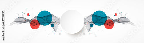 The abstract wave is made in a frame style. Template for science and technology presentation.