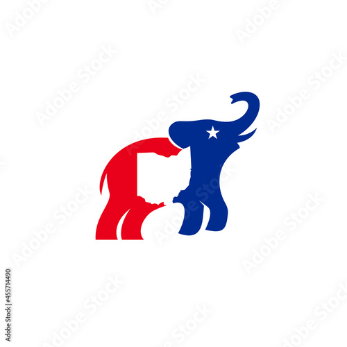 Republican Party Logo. Elephant icon and Ohio Map Symbol. Vector Illustration.