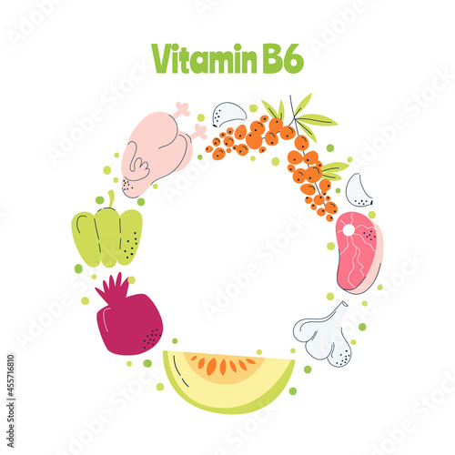 The main food sources of vitamin B6. Healthy food concept.