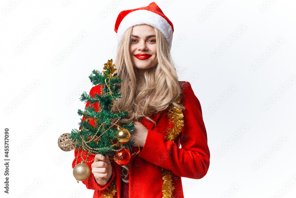 pretty woman dressed as santa christmas holiday posing decoration pretty woman dressed as santa christmas holiday posing decoration