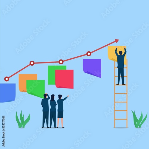 Man put the task on the edge of chart