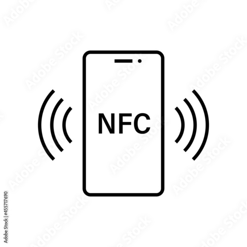 NFC payment with smartphone. NFC Technology icon. Contactless NFC payment sign. Stock vector