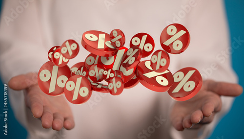 Sales icons floating in the...