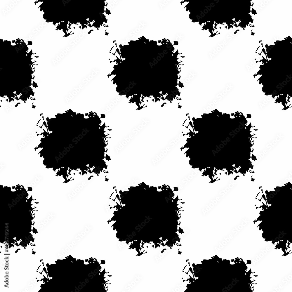 Vector Square Brush Seamless Pattern Plaid Grange Minimalist Check Geometric Design in Black Color. Modern Grung Collage Background for kids fabric and textile