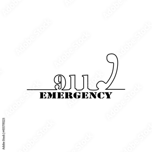 Emergency call icon template with 911.