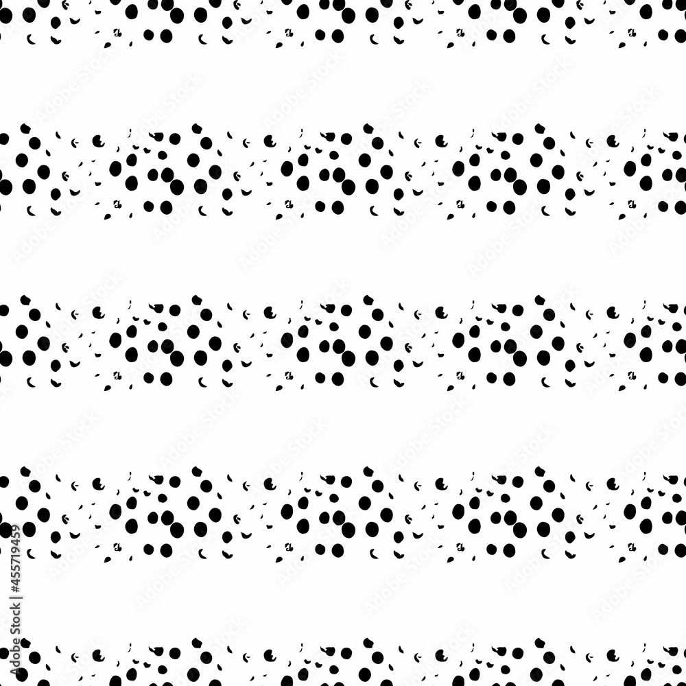 Obraz premium Vector Round Brush Seamless Pattern Grange Circle. Dot Spot Minimalist Geometric Design in Black Color with Dots and Spots. Modern Grung Collage Background for kids fabric