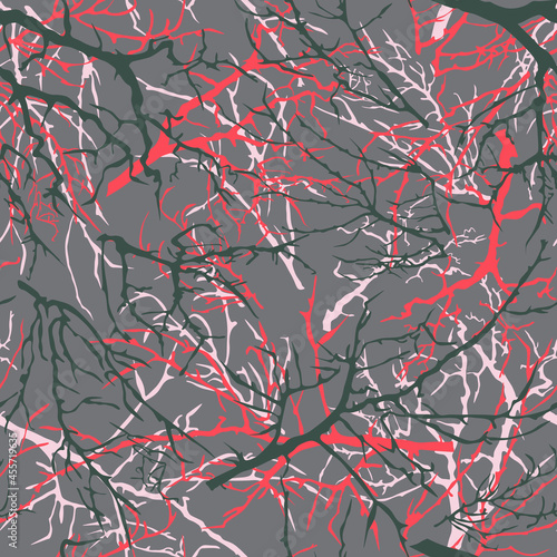 Forest branches of trees. Nature. Vector pattern for fabric.