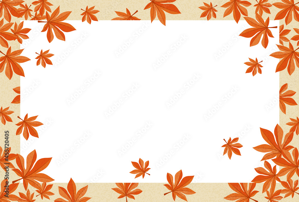 紅葉の秋イメージのフレーム背景素材 紅葉の秋イメージのフレーム背景素材