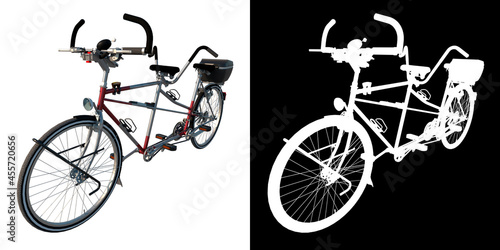 Tandem Bike 1 - Perspective F view white background alpha png 3D Rendering Ilustracion 3D