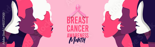 Breast cancer awareness pink women face banner