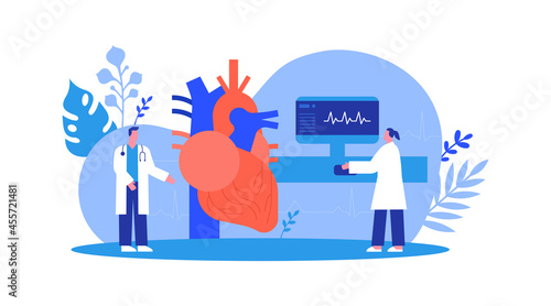 Doctor people team heart cardiology study concept