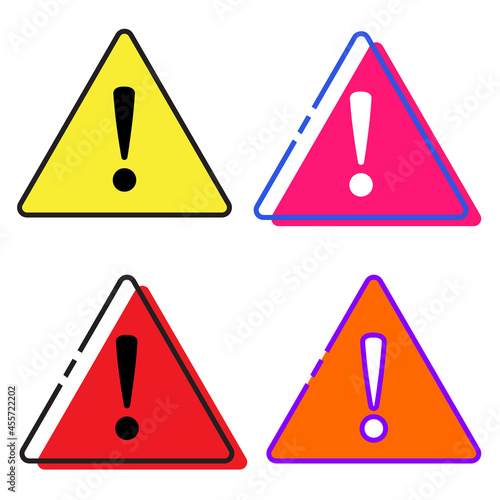 Warning Sign Icon Set - Amazing various triangle vector sign icon pack suitable for button, design asset, website, mobile apps, icon, danger sign, sticker, and illustration in general - Vector Icon