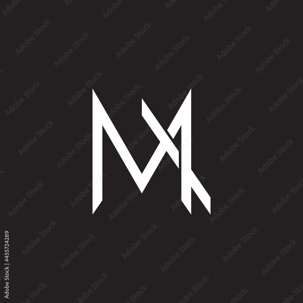 letter m simple overlapping line geometric logo vector