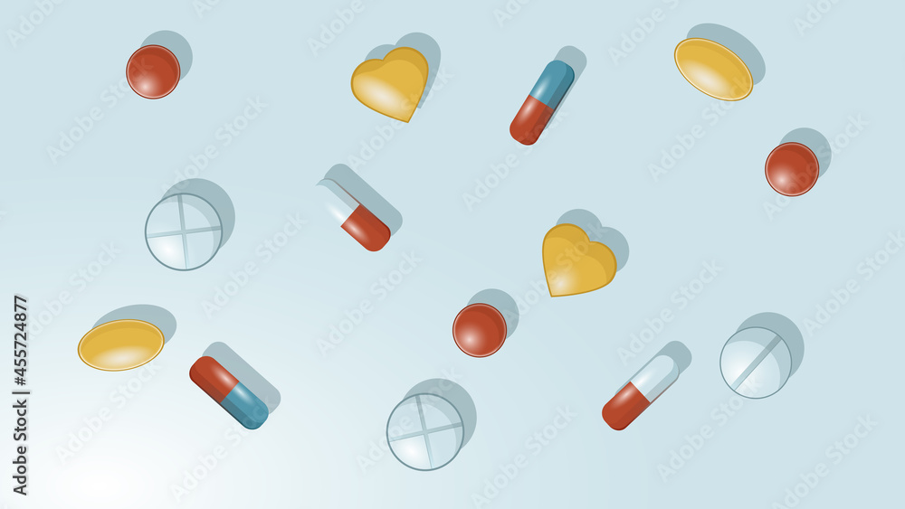 pills, background on a medical theme with pills, capsules, fish oil pills, background on a medical theme with pills, capsules, fish oil