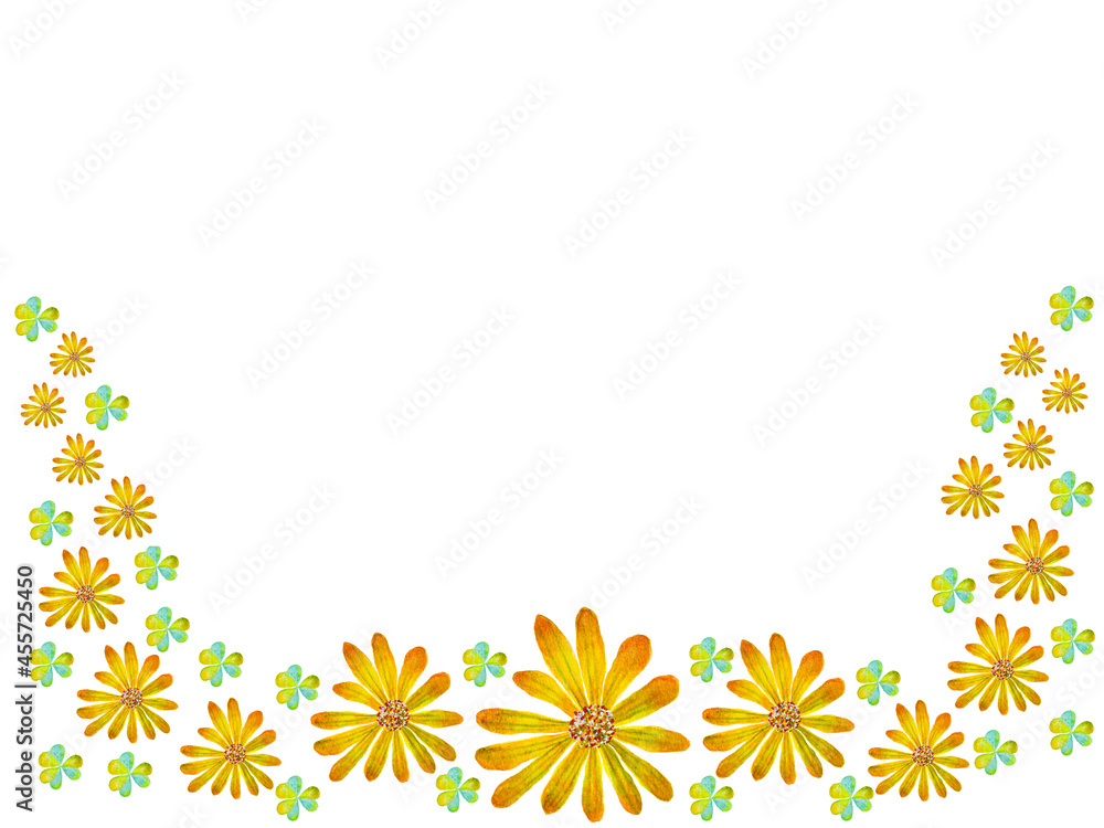 Handwritten watercolor greeting card of cute flowers Handwritten watercolor greeting card of cute flowers