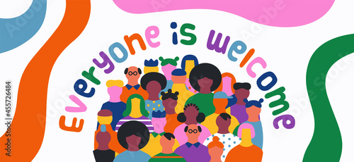 Everyone is welcome diverse people crowd banner photo
