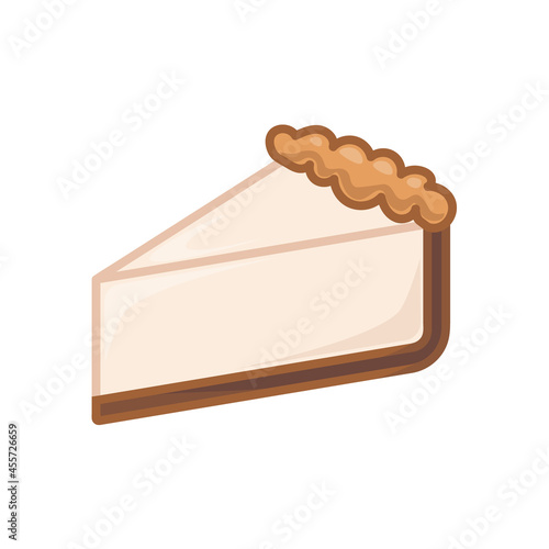 Slice of cake flat icon. Cupcake pictogram for web. Line stroke. Isolated on white background. Outline vector eps10