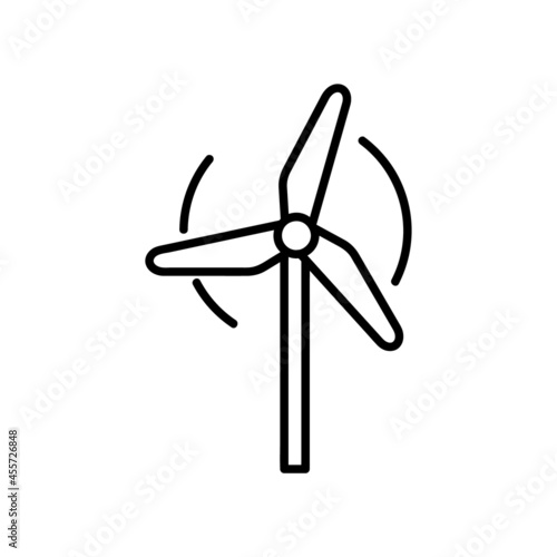 Wind turbine flat icon. Pictogram for web. Line stroke. Isolated on white background. Vector eps10
