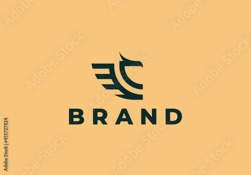 simple dragon line modern logo design 
