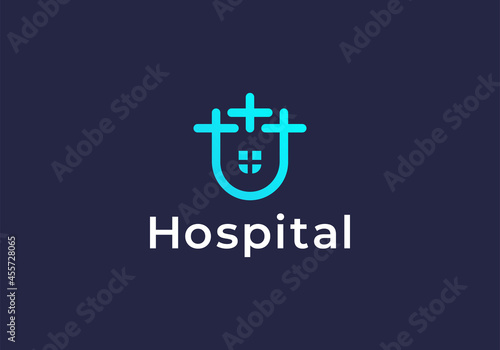 Medical House Logo Design Template Element. hospital minimalist modern logo. 