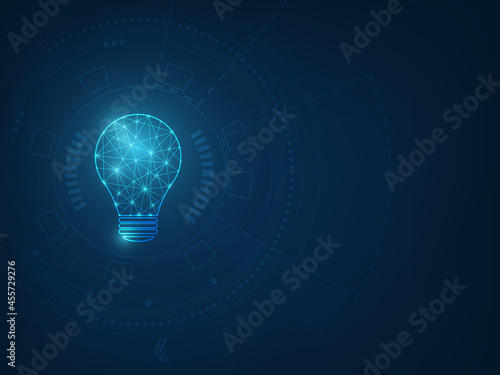 2d rendering ,Bulb illustration on technology background, Future technology, innovation background, creative idea concept, Abstract technology background
