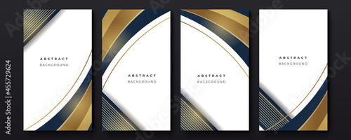 Dark blue and gold abstract luxury background. Social media card template with navy blue and gold background