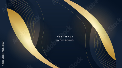 Abstract dark navy blue and gold business presentation background