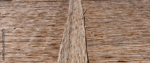 thatch wicker texture. floor made with reed stems.