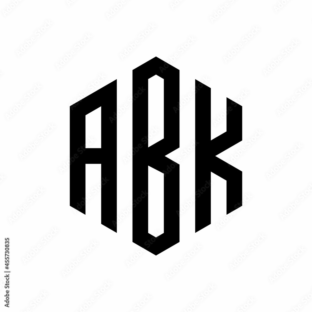 Fototapeta premium Initial three letter ABK logo hexagon