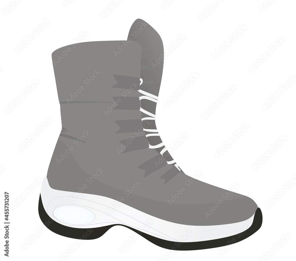 Grey winter waterproof boot. vector Grey winter waterproof boot. vector