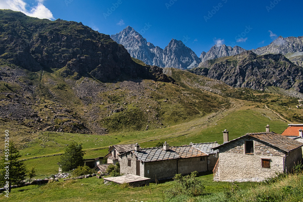 Mountain landscape in pian della regina, in the po valley. near crissolo, in the province of cuneo