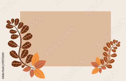Autumn background with leaves golden yellow with square frames, and free space ,fall concept,For wallpaper, postcards, greeting cards, website pages, banners, online sales. Vector illustration