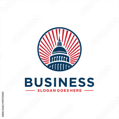 United States Capitol Building logo design. Capitol Hill Washington DC vector flat design illustration