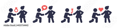Romantic couple icon set. Relationship icon
