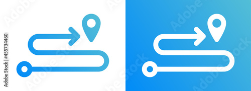 Route icon. Path way to destination icon vector illustration