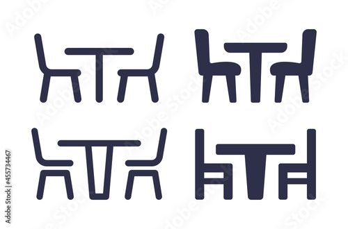 Table and chair icon set. Furniture symbol vector illustration