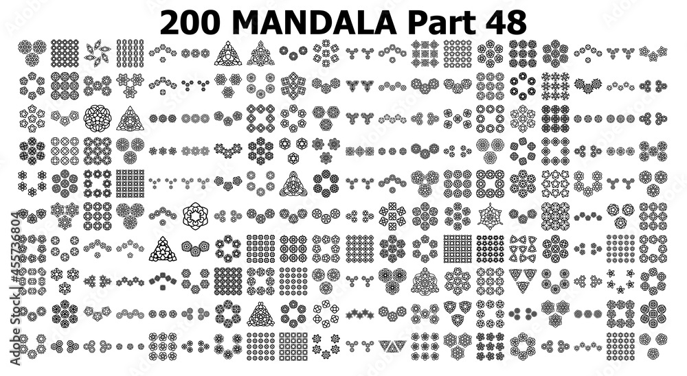 various mandala collections 200 Ethnic Mandala line pattern set Doodles freehand