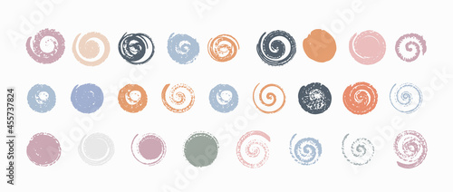 Set of hand-drawn circles. Colorful brush round background.