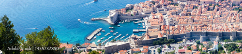 Aerial view of Dubrovnik and Otok Lokrum near the ocean photo