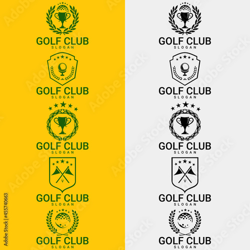 Set of golf club logos, labels and emblems. suitable for company logo, print, digital, icon, apps, and other marketing material purpose. golf logo set.