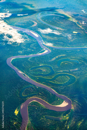 Quadro su tela Aerial view of the Amazon river in Peru