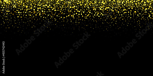 Black background with flaming golden particles.Abstract vector festive background with gold glitters and confetti for festive design.