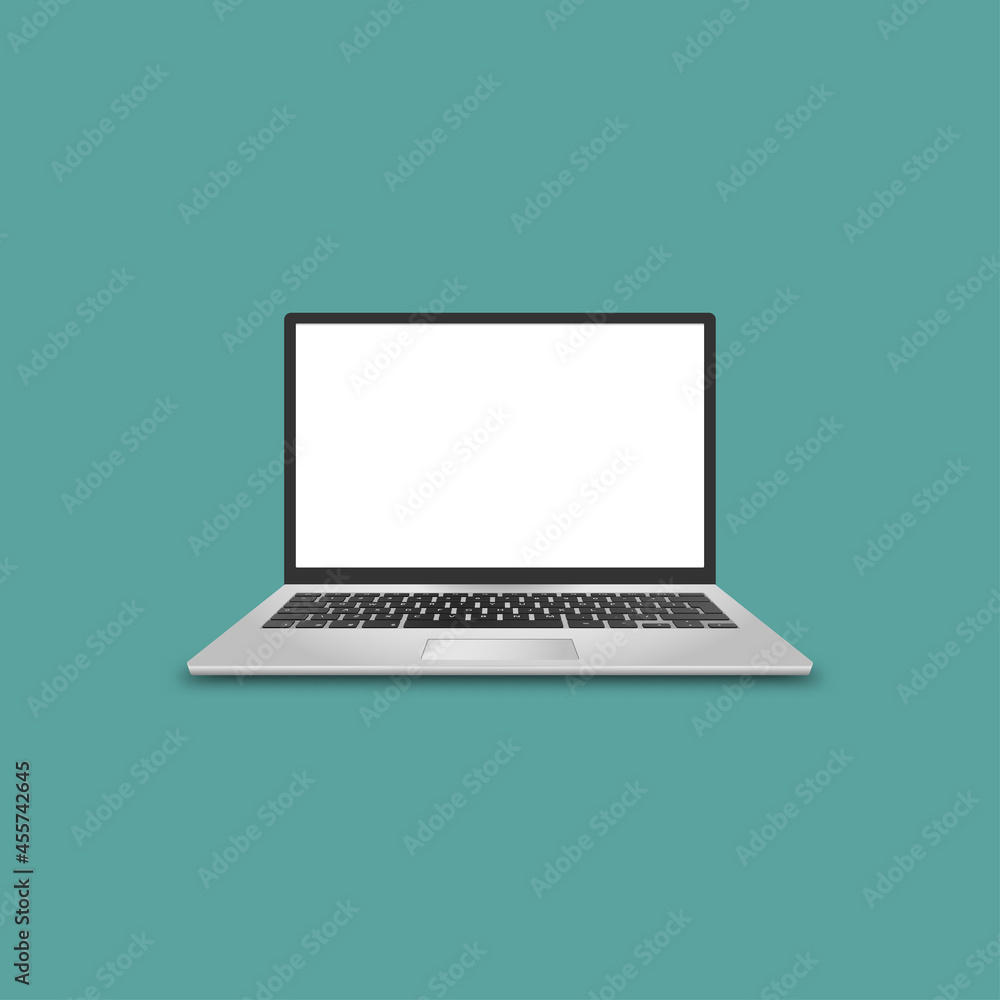 realistic silver laptop computer with blank white screen premium vector realistic silver laptop computer with blank white screen premium vector