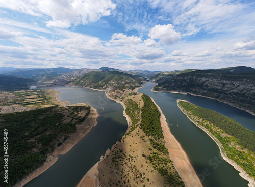 Aerial view of Arda river in Bulgaria