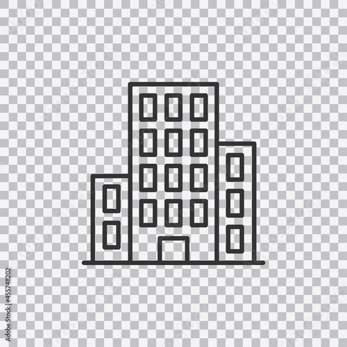 Office Icon isolated on transparent background. Business building outline. Vector.