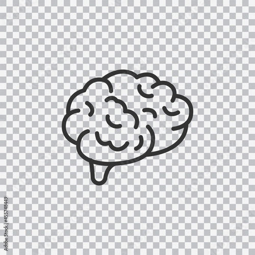 Human brain. Vector outline icon with editable strokes isolated on transparent background.