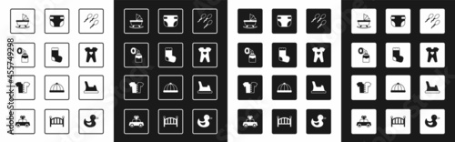 Set Sperm, Baby socks, Breast pump, stroller, clothes, diaper, potty and t-shirt icon. Vector
