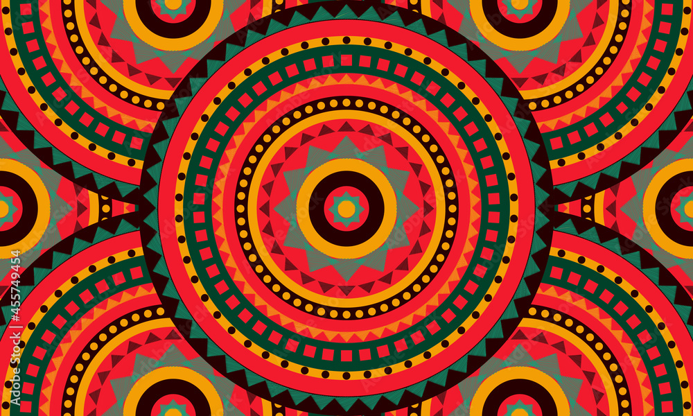 Repeat ethnic Easter circle pattern, seamless pattern